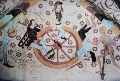  Wheel of fortune by Albertus Pictor in Härkeberga church 