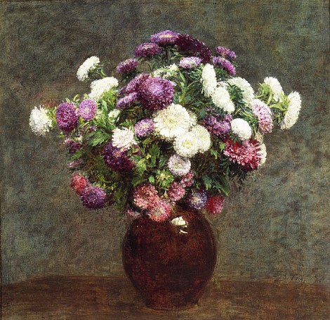 Asters in vase by Henri Fantin-Latour