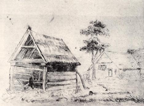 Barn and farmhouse by Vincent van Gogh