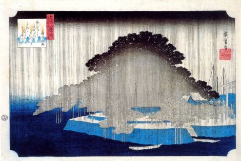 Night Rain on Karasaki by Hiroshige