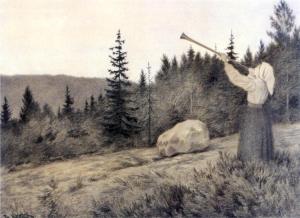 Op Under Fjeldet Toner En Lur by Theodor Severin Kittelsen