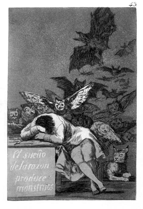 The sleep of reason produces monsters by Francisco Goya