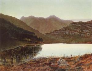 Blea tarn at first light, Langdale pikes in the distance by John Atkinson Grimshaw