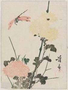 Chrysanthemums and Dragonfly by Keisai Eisen