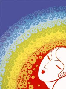 Rainbow in blossom by Erte