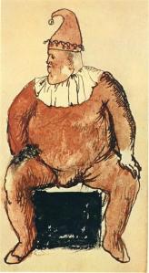 Seated fat clown by Pablo Picasso