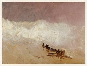Shore Scene with Waves and Breakwater by William Turner