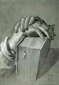 Hand study with bible by Albrecht Durer