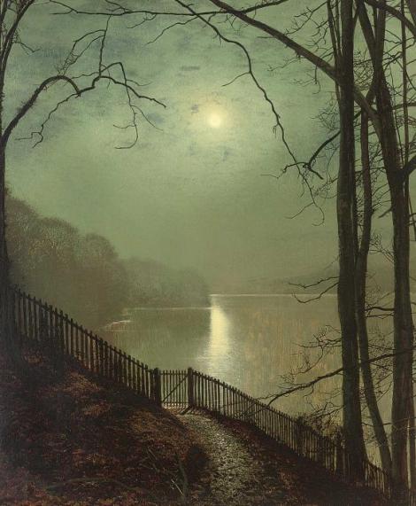 Moonlight on the lake Roundhay Park Leeds by John Atkinson Grimshaw