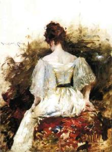  Portrait of a Woman - The White Dress by William Merritt Chase