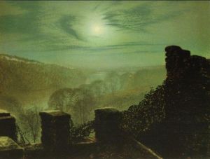  Full Moon behind Cirrus Cloud from the Roundhay Park Castle Battlements by John Atkinson Grimshaw