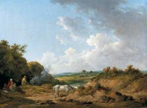 A gypsy encampment by George Morland
