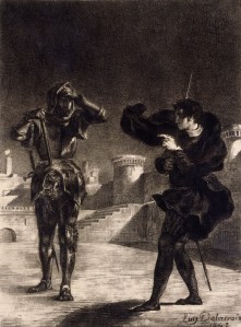 Hamles sees the ghost of his father by Eugene Delacroix