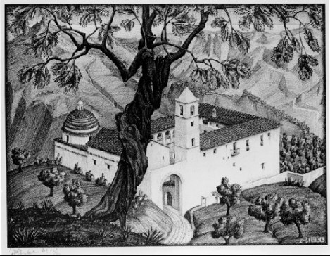 Cloister near Rocca Imperiale, Calabria by M.C. Escher 
