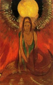 The flame (goddess of fire) by Odilon Redon