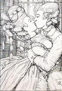 The Kiss. Illustration to the Book of the Marquise by Konstantin Somov