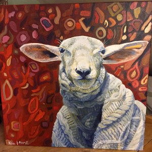 Toril Fisher "The Emperor's New Sweater" 18 x 18