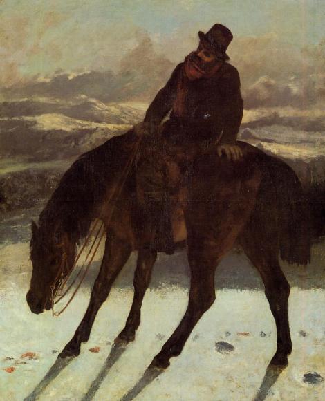 Hunter on Horseback, Redcovering the Trail by Gustave Courbet 