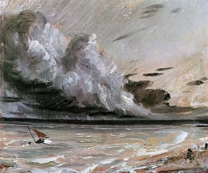 Coast scene with breaking cloud Sun by John Constable