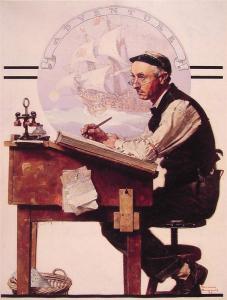 Daydreaming Bookkeeper (Adventure) by Norman Rockwell