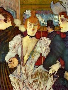 La Goulue Arriving at the Moulin Rouge with Two Women by  Henri de Toulouse-Lautrec