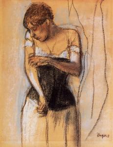 Woman touching her arm by Edgar Degas