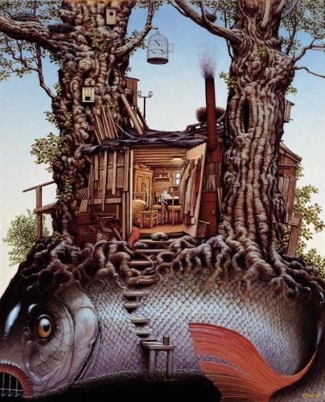 A fisherman's shack by Jacek Yerka