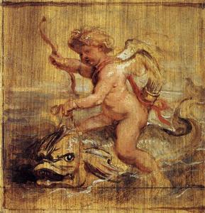Cupid riding a dolphin by Peter Paul Rubens
