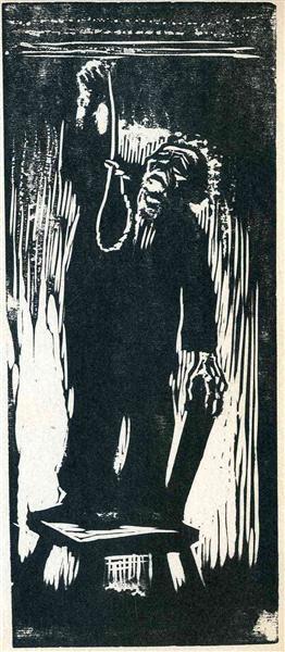 Old man with noose by Kathe Kollwitz