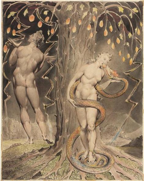 The temptation and fall of  Eve by William Blake