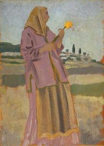 Woman with a daffodil  by Augustus John