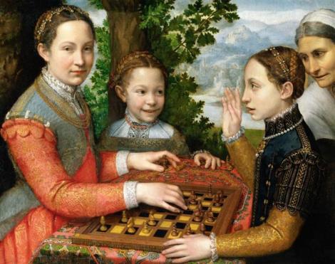 Lucia, Minerva And Europa Anguissola Playing Chess by Sofonisba Anguissola