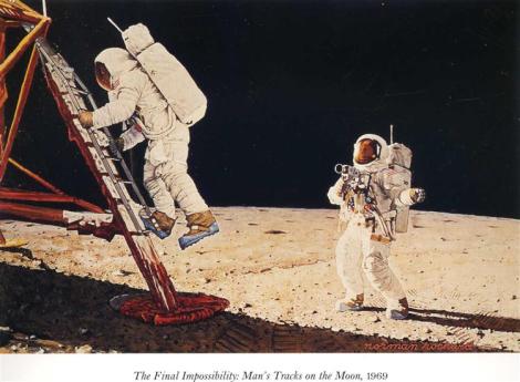 The Final Impossibility: Man's Tracks On The Moon by Norman Rockwell